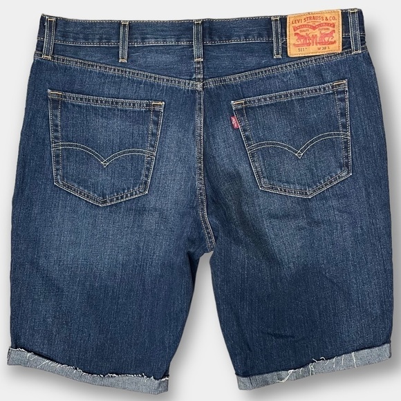 NEW Levi's 511 Men's Cutoff Blue Jean Denim Short Raw Edge Size 38 - Picture 2 of 5
